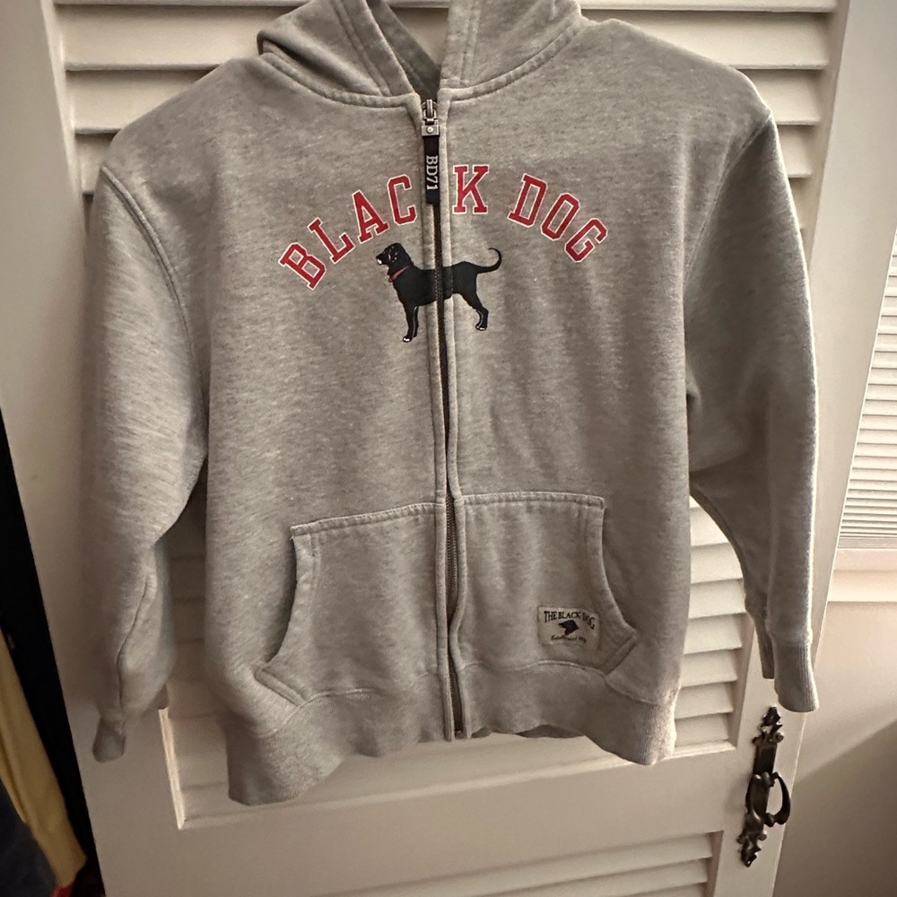 The Black Dog Gray Kids Hoodie with classic logo Medium